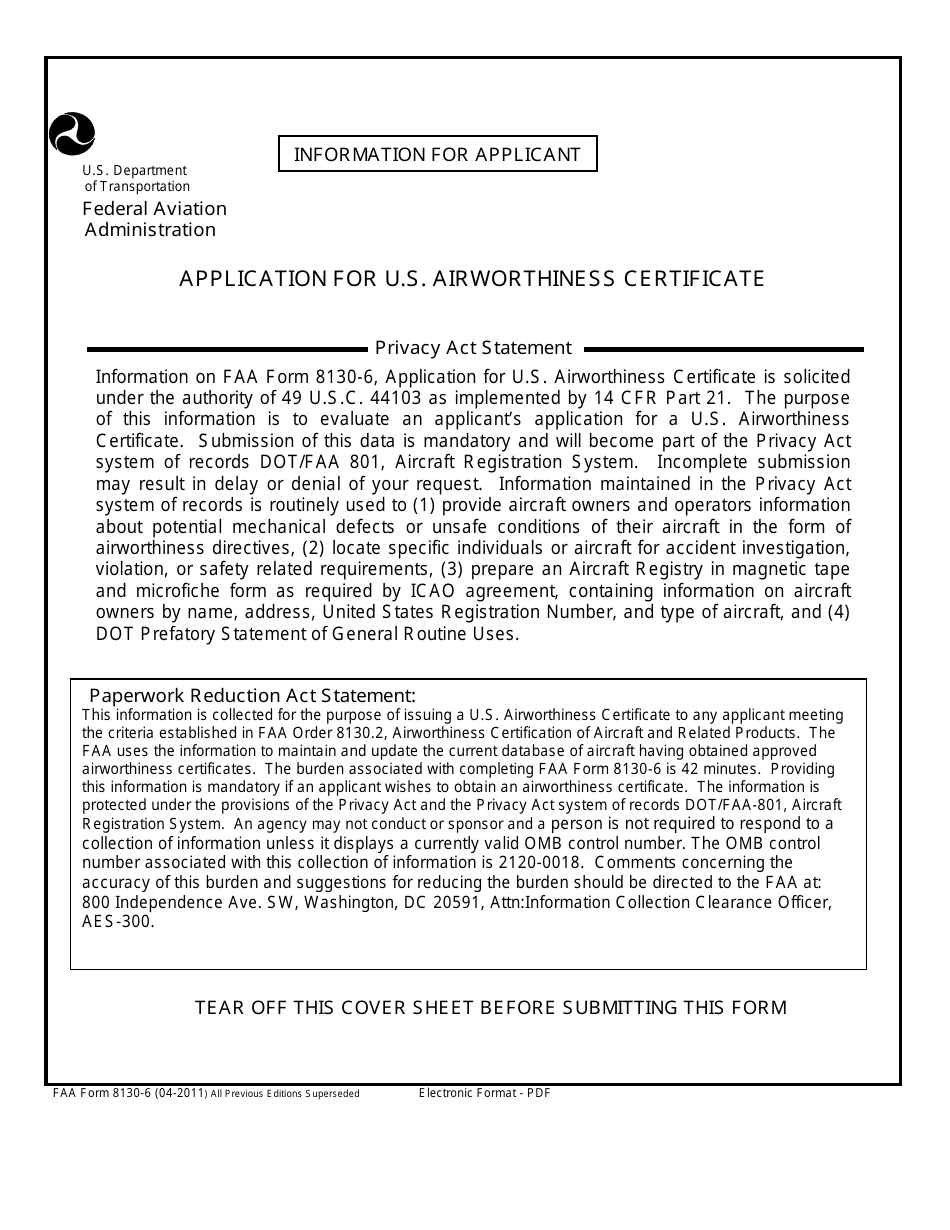 FAA Form 8130 6 Fill Out Sign Online and Download Fillable PDF