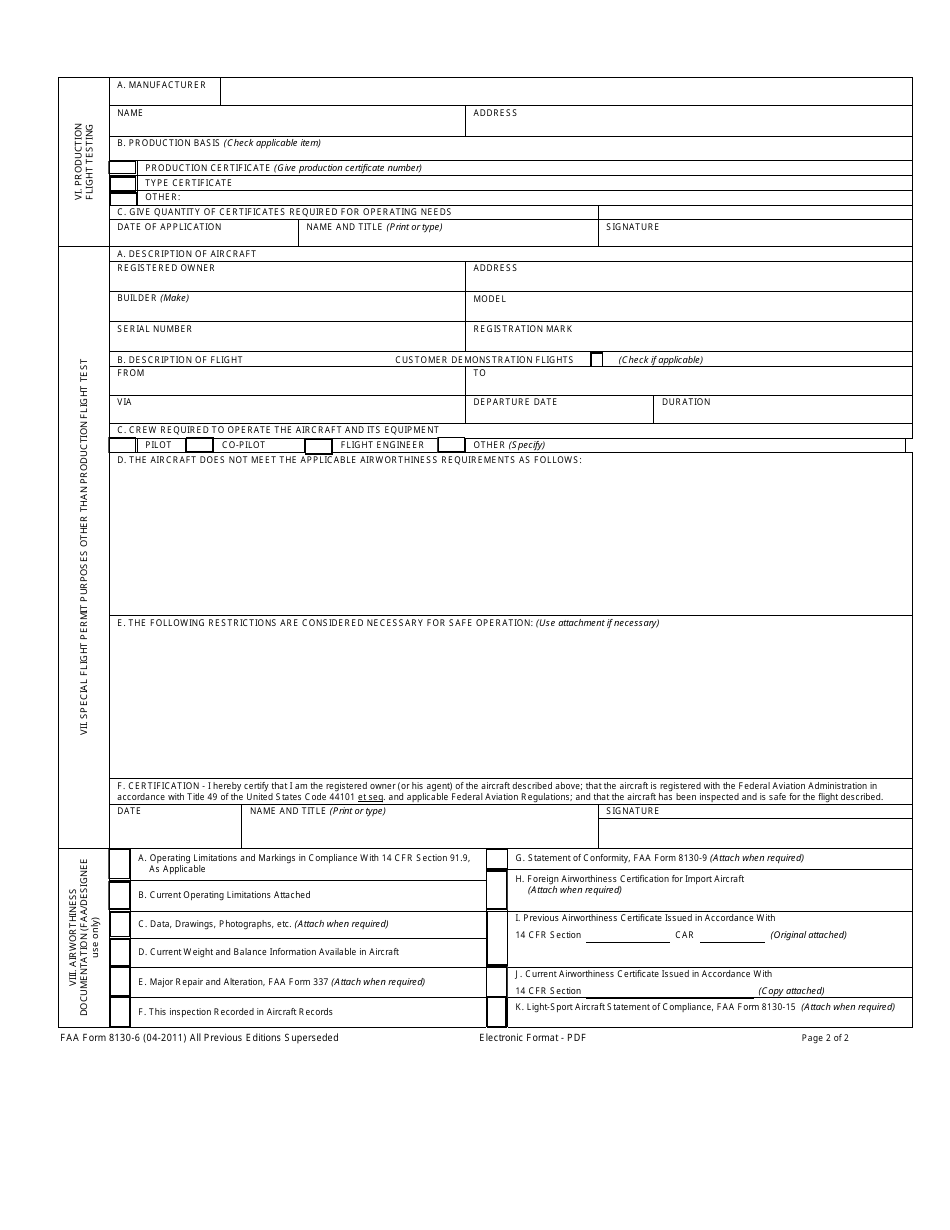 FAA Form 8130-6 Application for US Airworthiness Certificate, Page 3