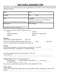 Document preview: New Patient Assessment Form - Ferry Road Health Centre