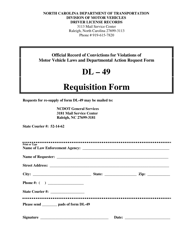 Form DL-49 &quot;Requisition Form&quot; - North Carolina