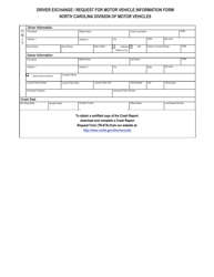 Form DMV-349 &quot;Driver Exchange / Request for Motor Vehicle Information Form&quot; - North Carolina