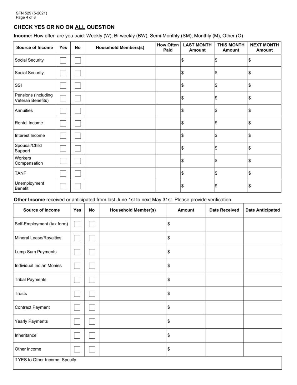 Form SFN529 Application: Low Income Home Energy Assistance Program (Liheap) - North Dakota, Page 4