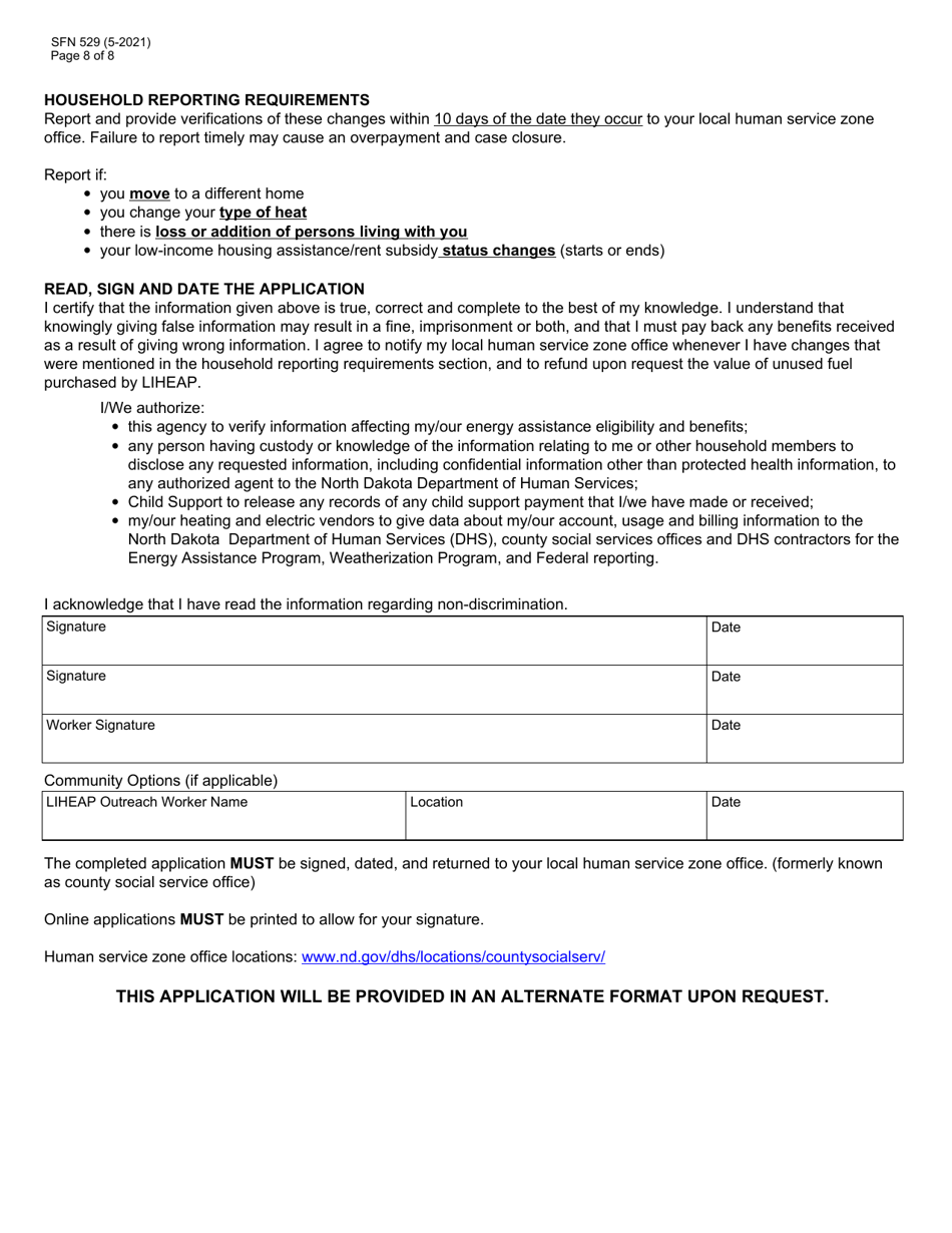 Form SFN529 Application: Low Income Home Energy Assistance Program (Liheap) - North Dakota, Page 8