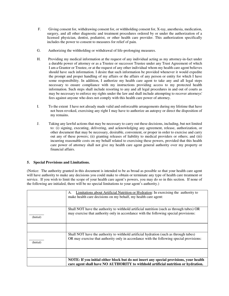 Health Care Power of Attorney - North Carolina, Page 3