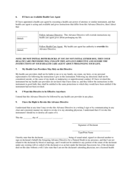 Advance Directive for a Natural Death (&quot;living Will&quot;) - North Carolina, Page 3