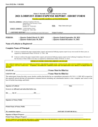 Document preview: Form LR-EZ Lobbyist Zero Expense Report - Short Form - North Carolina