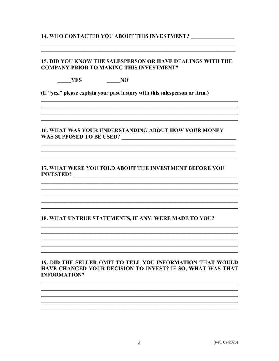 Complaint Form - North Carolina, Page 4
