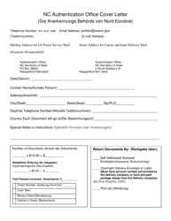 Document preview: Nc Authentication Office Cover Letter - North Carolina (English/German)
