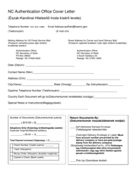 Document preview: Nc Authentication Office Cover Letter - North Carolina (English/Hungarian)