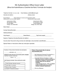 Document preview: Nc Authentication Office Cover Letter - North Carolina (English/Romanian)