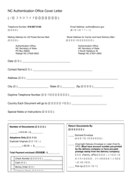 Document preview: Nc Authentication Office Cover Letter - North Carolina (English/Japanese)
