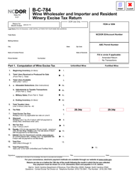 Form B-C-784 Wine Wholesaler and Importer and Resident Winery Excise Tax Return - North Carolina, Page 2