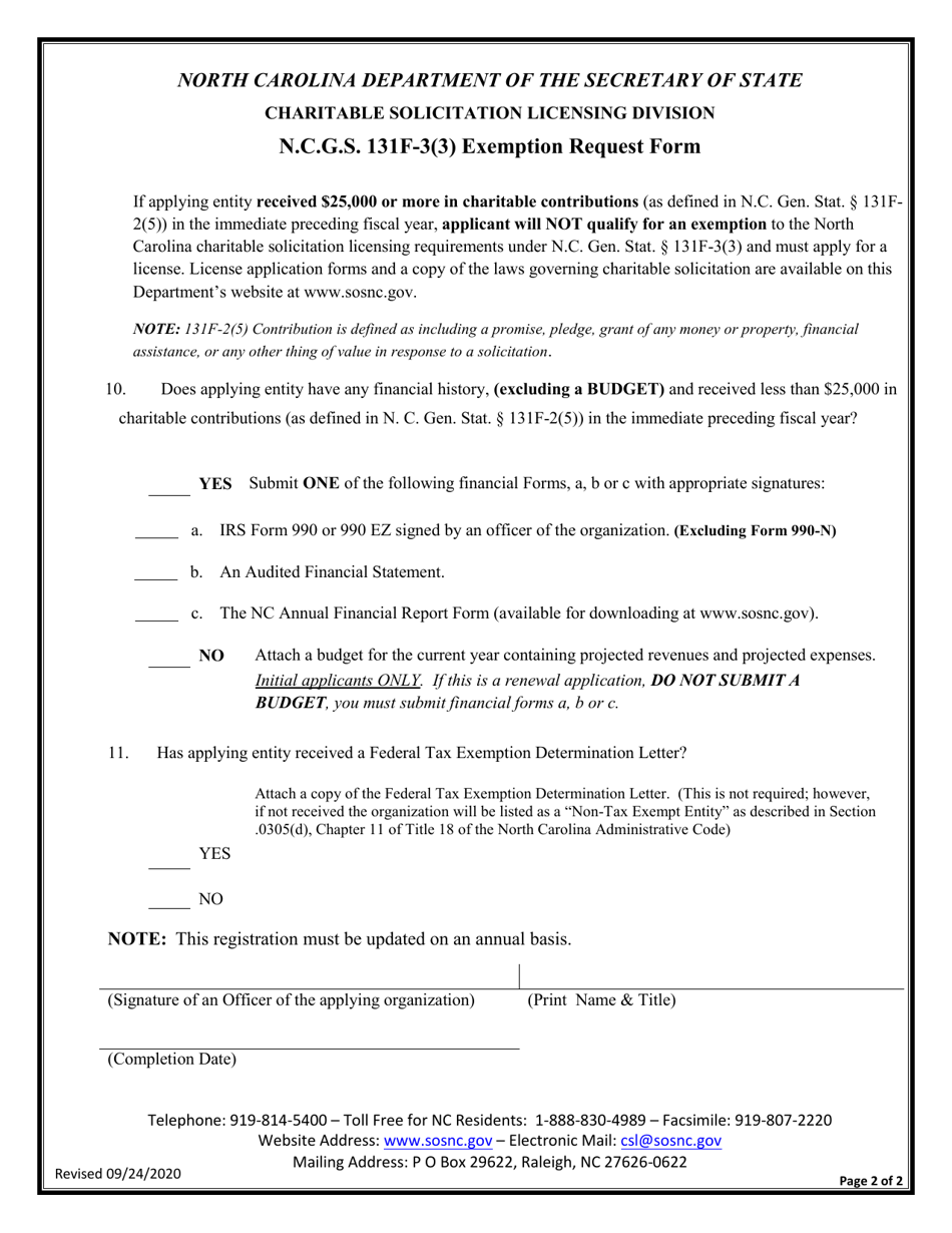 North Carolina Exemption Request Form Fill Out Sign Online And Download Pdf Templateroller 5900