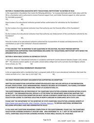 Education Exemption Questionnaire - North Carolina, Page 2