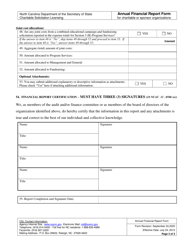 Annual Financial Report Form for Charitable or Sponsor Organizations - North Carolina, Page 3