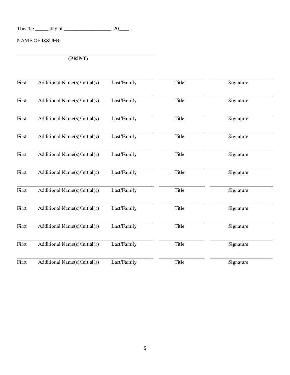 Form NCE-LPO Notice of Intrastate Claim of Exemption and Addendum - North Carolina, Page 5
