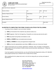 Form SFN14927 &quot;Complaint Form&quot; - North Dakota