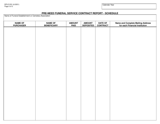 Form P-2 (SFN51531) &quot;Pre-need Funeral Contract Sales Annual Report&quot; - North Dakota, Page 2
