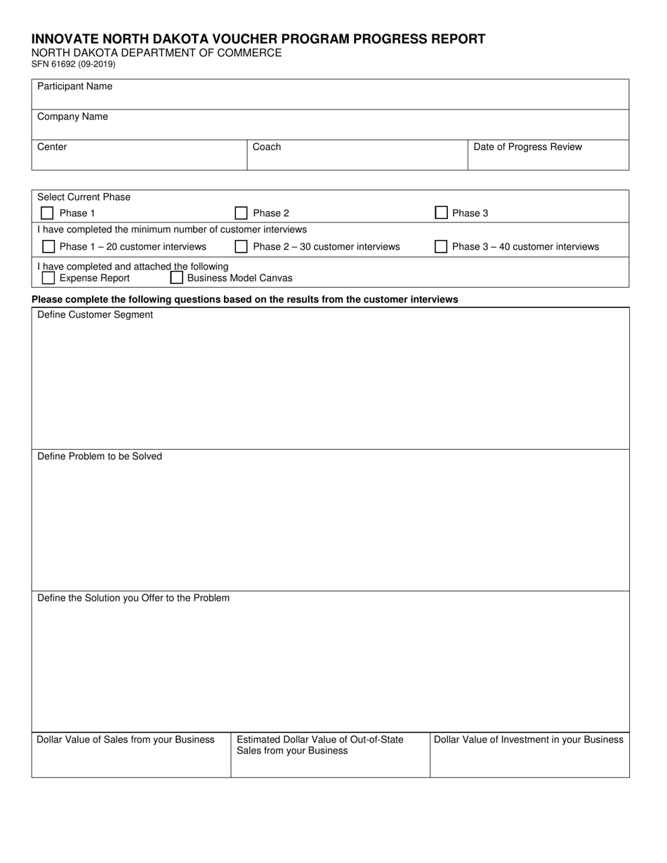 Form SFN61692 - Fill Out, Sign Online and Download Fillable PDF, North ...