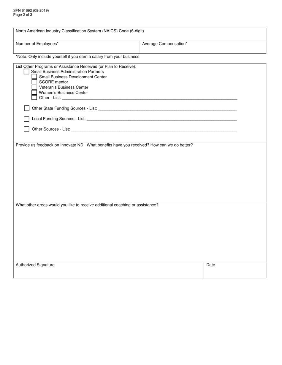 Form SFN61692 Innovate North Dakota Voucher Program Progress Report - North Dakota, Page 2