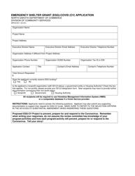 Form SFN61911 &quot;Emergency Shelter Grant (Esg)-covid (Cv) Application&quot; - North Dakota