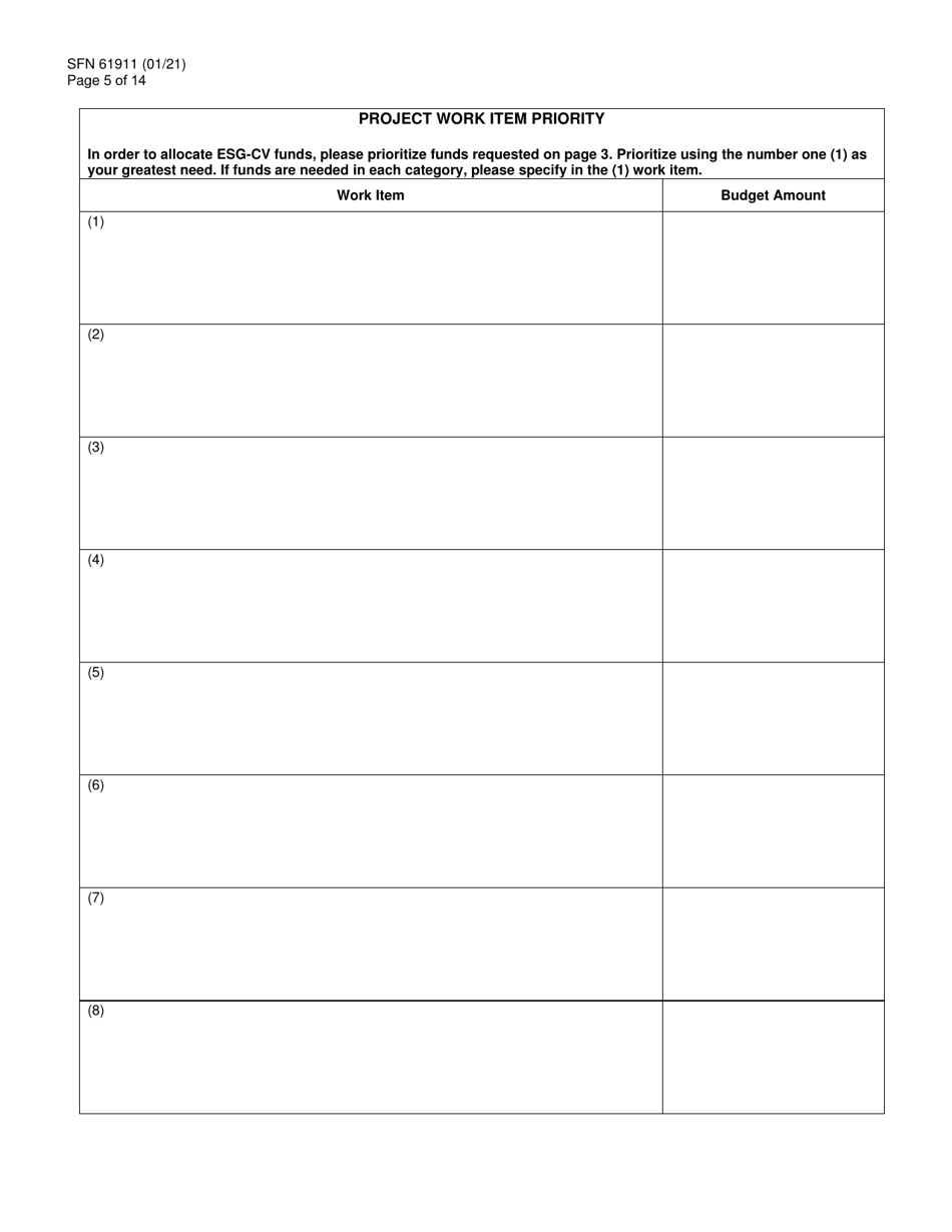 Form SFN61911 Emergency Shelter Grant (Esg)-covid (Cv) Application - North Dakota, Page 5