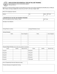 Form SFN61682 Application for Approval for on-The-Job Training - North Dakota