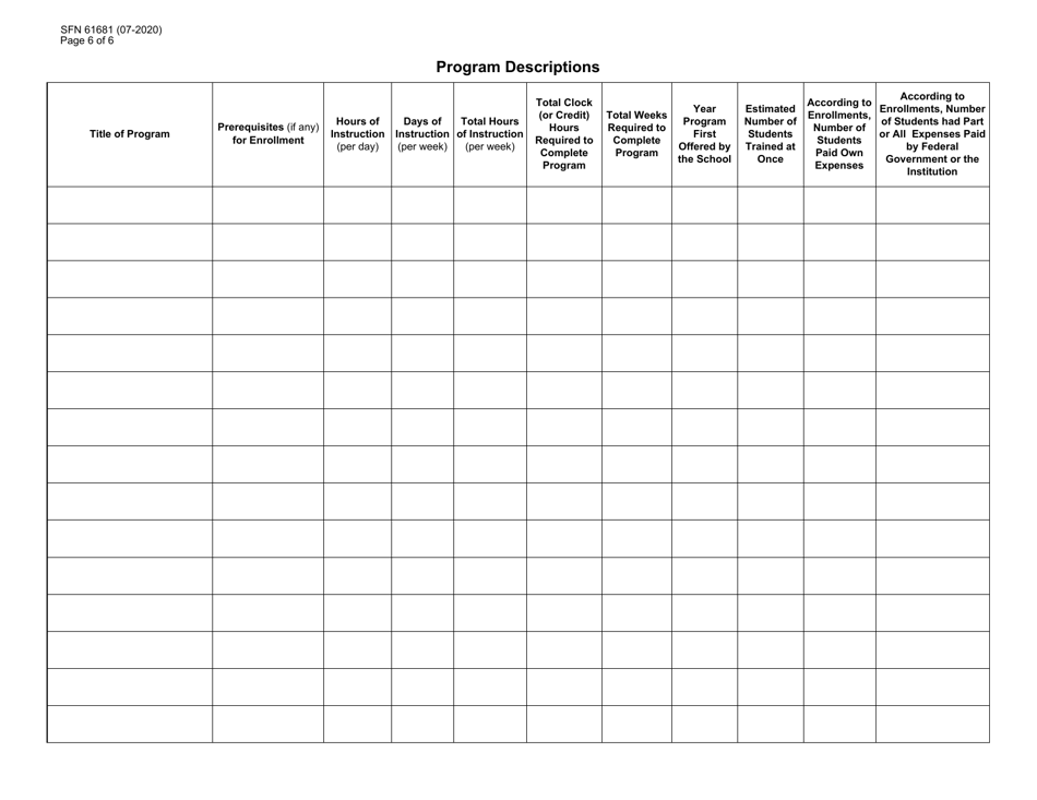 Form SFN61681 Application for Institution Approval to Train Veterans - North Dakota, Page 6