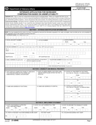 VA Form 21-8940 &quot;Veteran's Application for Increased Compensation Based on Unemployability&quot;