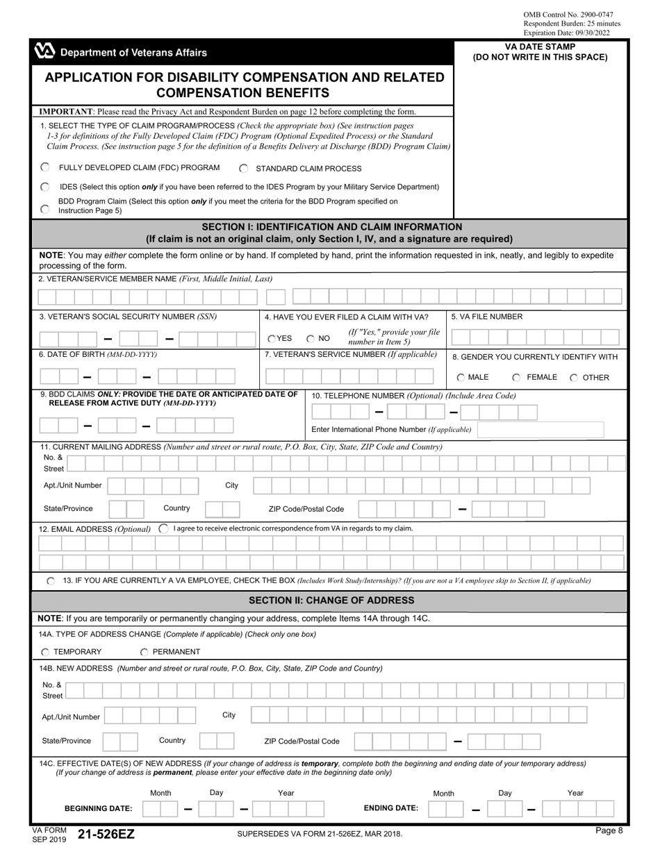 VA Form 21-526EZ - Fill Out, Sign Online and Download Fillable PDF ...