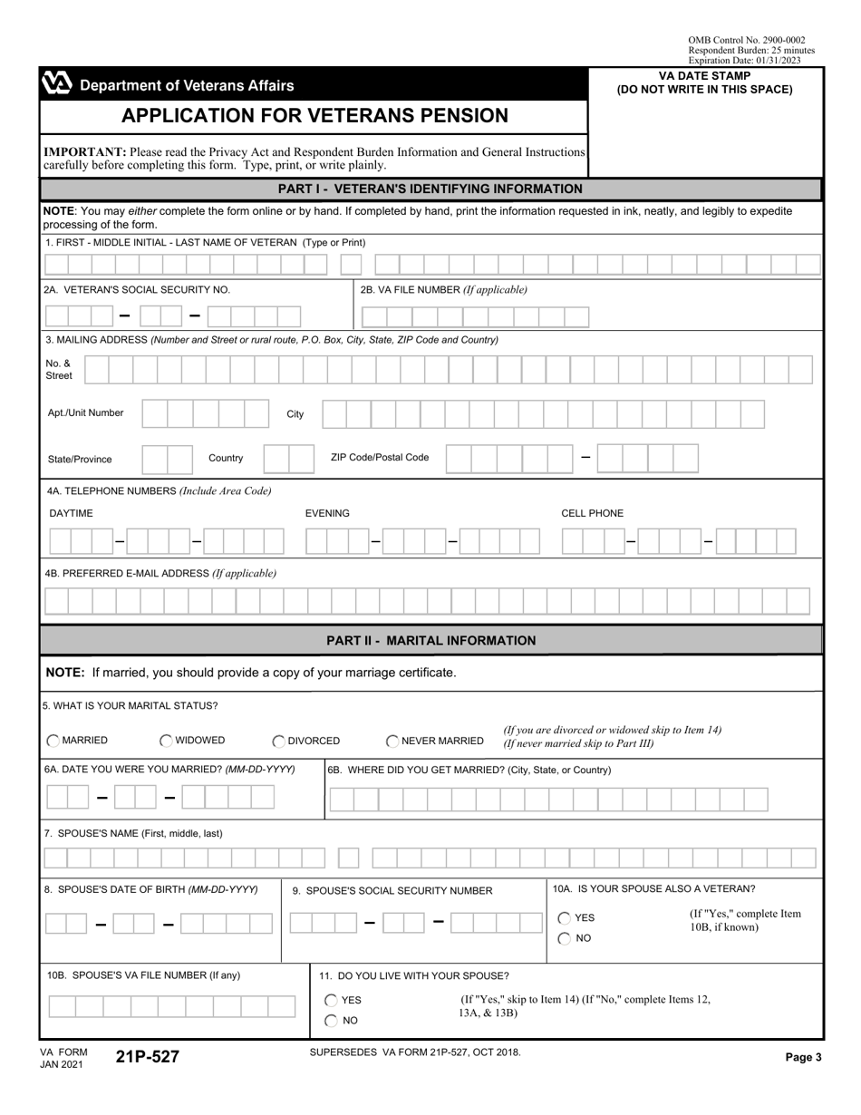 VA Form 21P-527 Download Fillable PDF or Fill Online Income, Net Worth ...