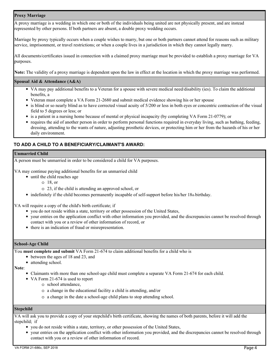 VA Form 21686C Download Fillable PDF or Fill Online Application