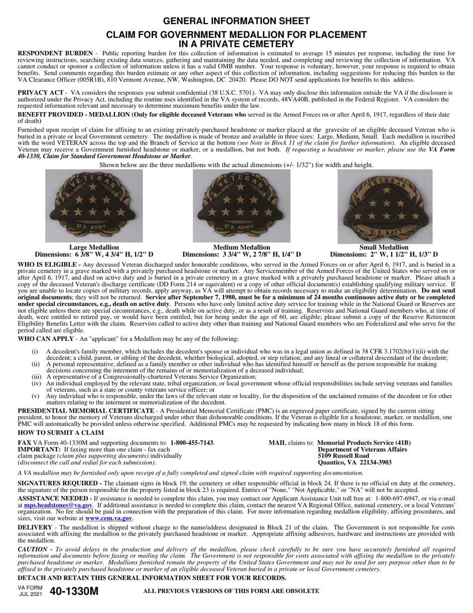 va-form-40-1330m-download-fillable-pdf-or-fill-online-claim-for-government-medallion-for