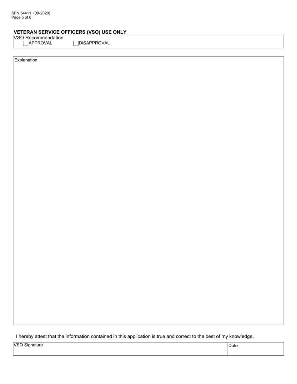 Form SFN54411 Veterans Aid Loan Application - North Dakota, Page 5