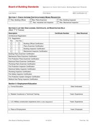 Form 152 Application for Interim Certification of Residential Building Department Personnel - Ohio, Page 2