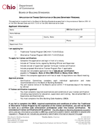 Form 154 &quot;Application for Trainee Certification of Building Department Personnel&quot; - Ohio