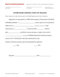 Form 154 &quot;Application for Trainee Certification of Building Department Personnel&quot; - Ohio, Page 6