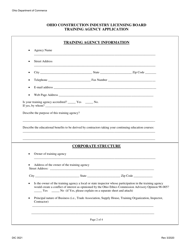 Form DIC3521 Training Agency Application - Ohio, Page 2