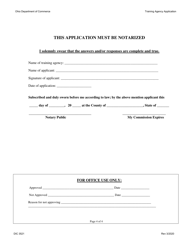 Form DIC3521 Training Agency Application - Ohio, Page 4