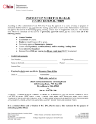 Form DIC3532 &quot;Ohio Construction Industry Licensing Board Course Renewal Form&quot; - Ohio