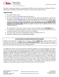 Form DIC3524 &quot;Examination Application - Ohio Construction Industry Licensing Board&quot; - Ohio