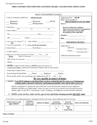 Form DIC3524 &quot;Examination Application - Ohio Construction Industry Licensing Board&quot; - Ohio, Page 2