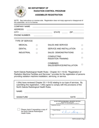 Form RCP-8 Assembler Registration - North Dakota