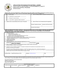 Form SFN8418 Application for Radioactive Material License - North Dakota