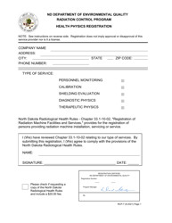 Form RCP-7 &quot;Health Physics Registration&quot; - North Dakota