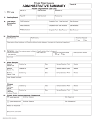 Document preview: Form HEA5202-2 Administrative Summary - Private Water Systems - Ohio