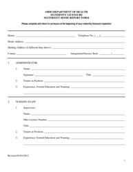 Maternity Home Report Form - Ohio