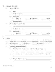 Maternity Home Report Form - Ohio, Page 2