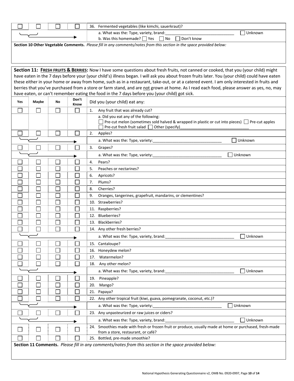 National Hypothesis-Generating Questionnaire - Ohio, Page 10