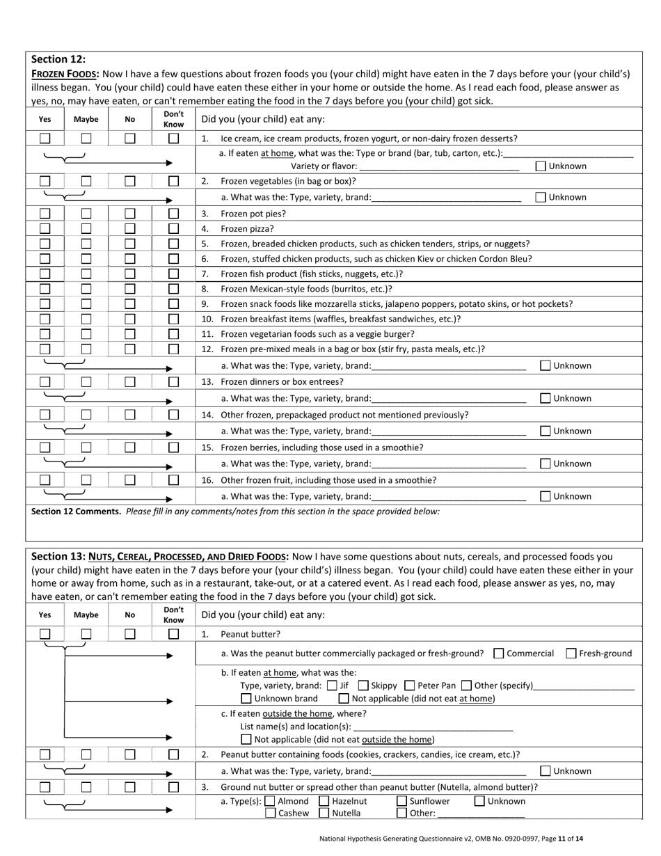 hypothesis generating questionnaire